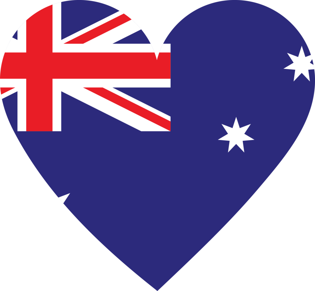 Australia flag in the shape of a heart. png