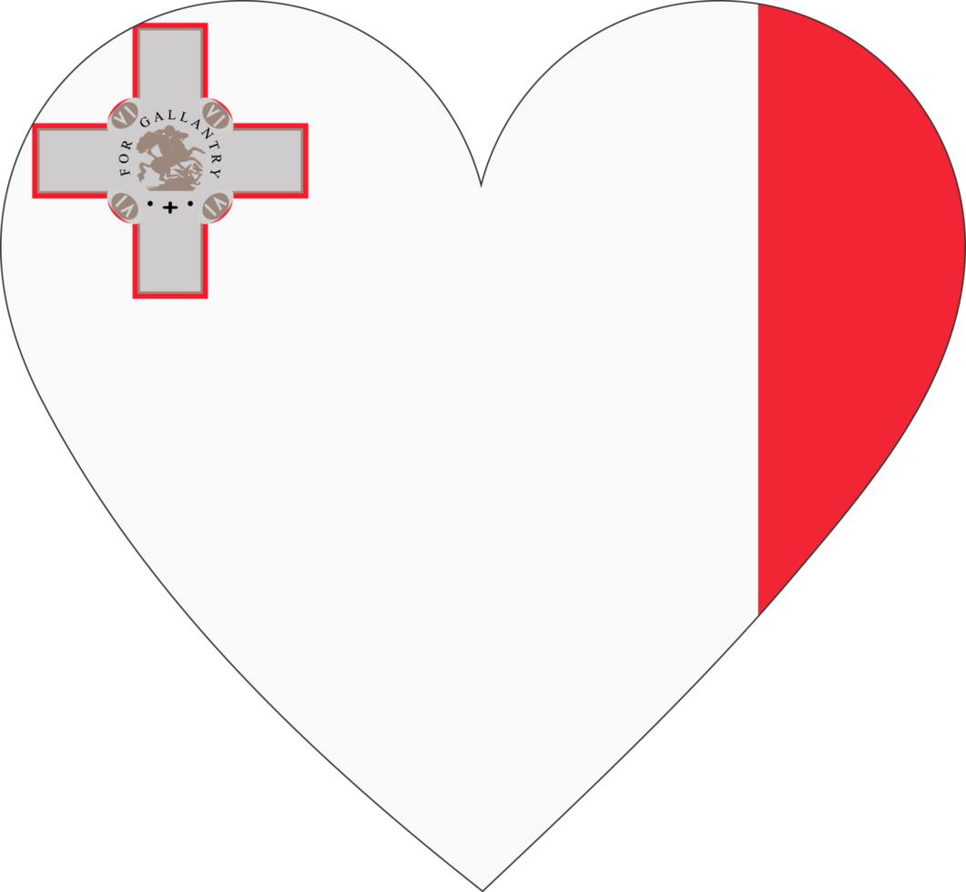 Malta-Flagge in Form eines Herzens. png