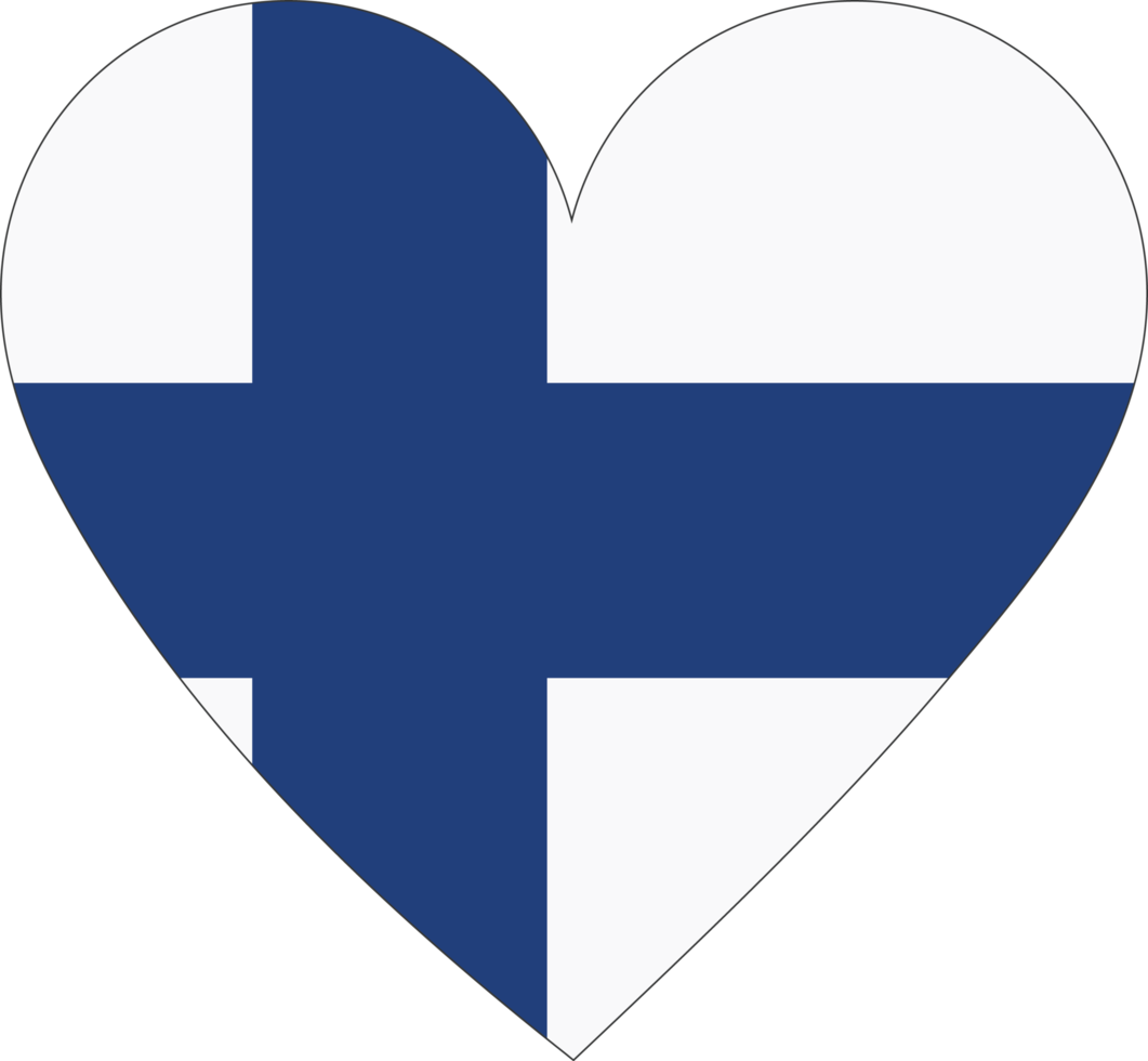 drapeau finlandais en forme de coeur. png