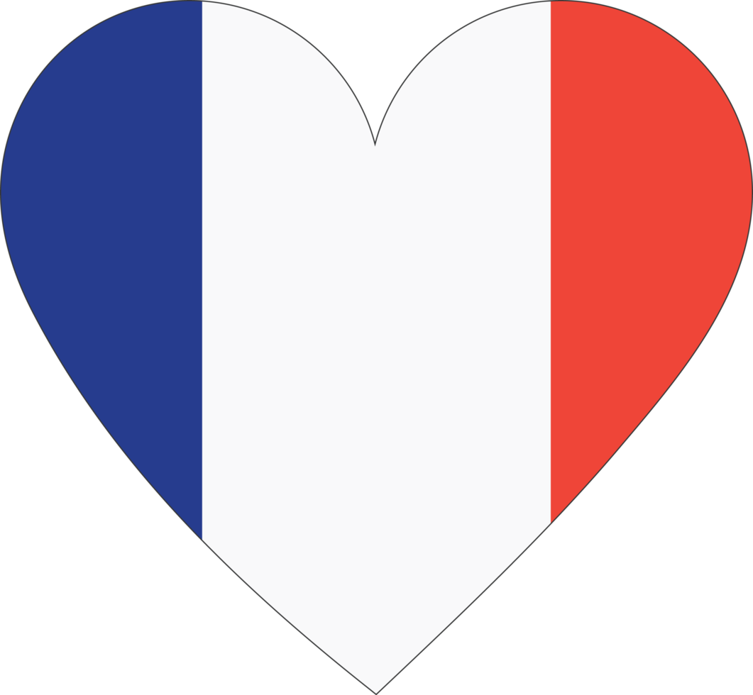 France flag in the shape of a heart. png