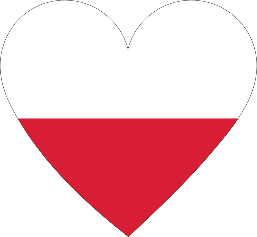 Poland flag in the shape of a heart. png