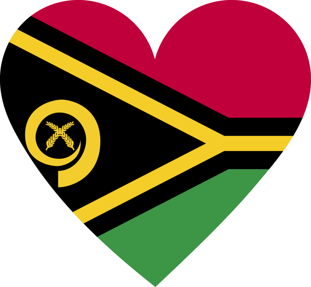 Vanuatu flag in the shape of a heart. png