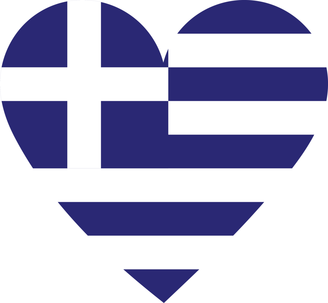 Greece flag in the shape of a heart. png