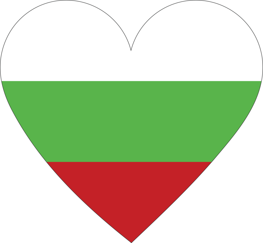 Bulgaria flag in the shape of a heart. png