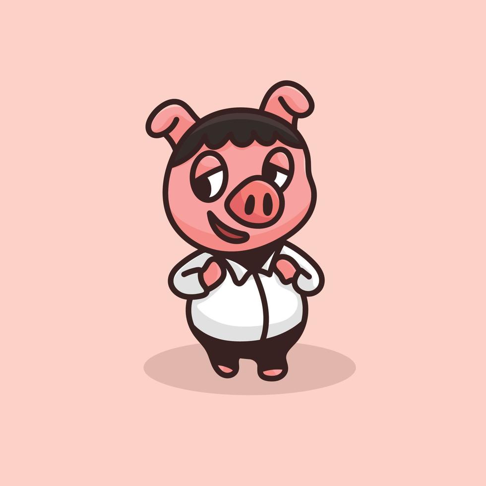 Pig Cartoon Mascot Funny Vector Smile Happiness Fun Cute Animals Illustration Cute Happy