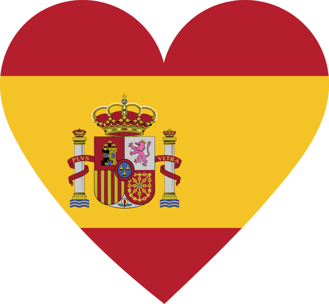 Spain flag in the shape of a heart. png