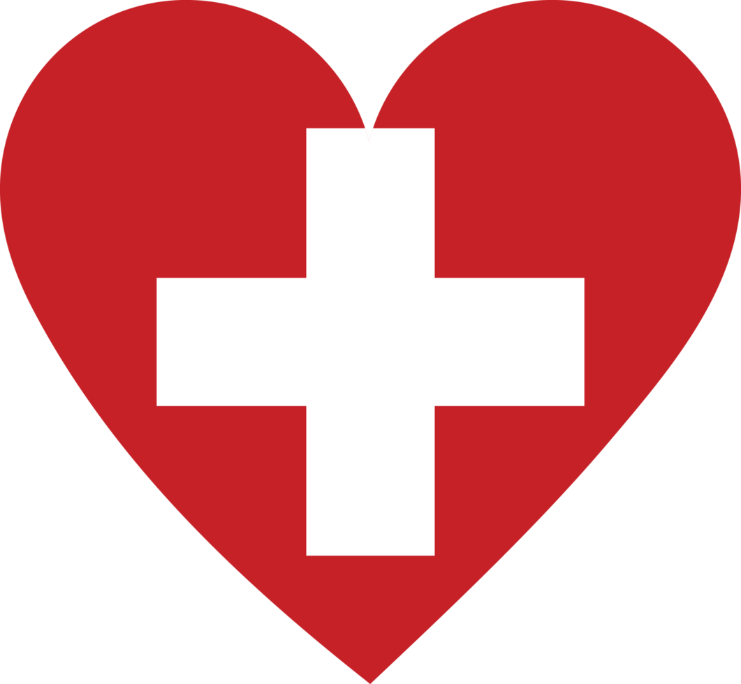 Switzerland flag in the shape of a heart. png