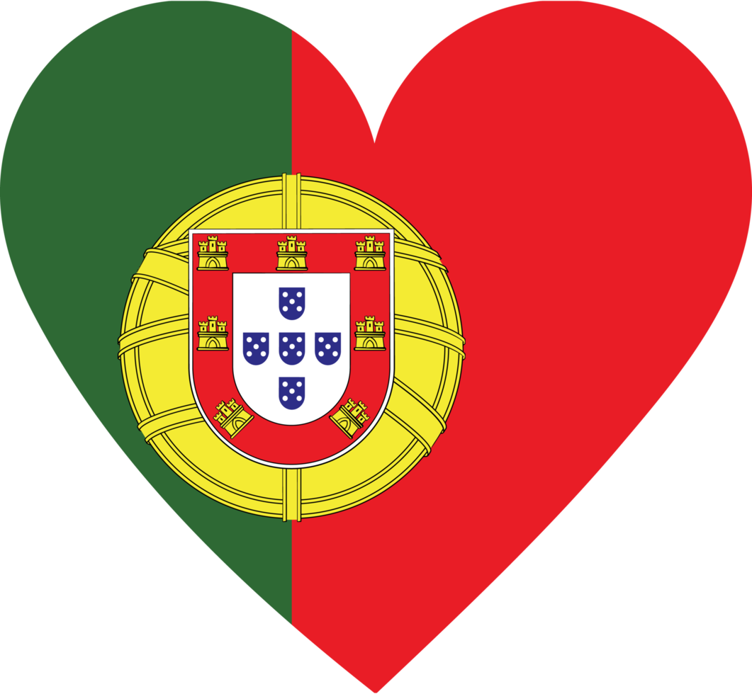 Portugal flag in the shape of a heart. png