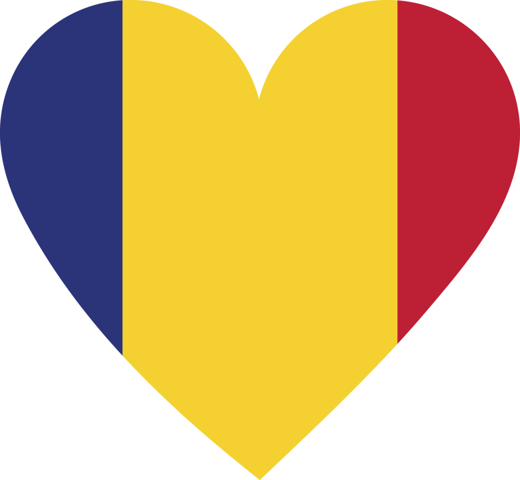 Romania flag in the shape of a heart. png