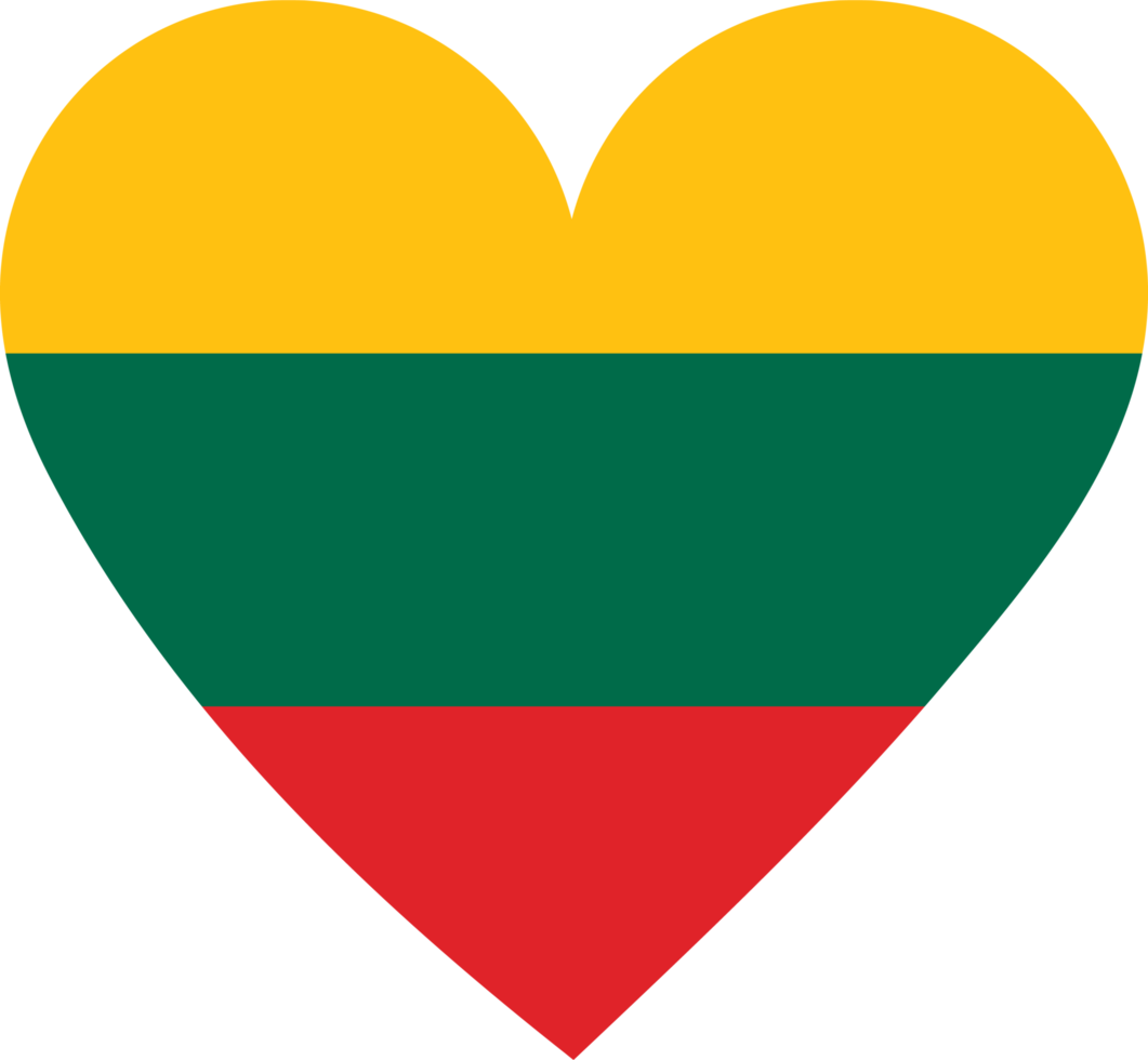 Lithuania flag in the shape of a heart. png
