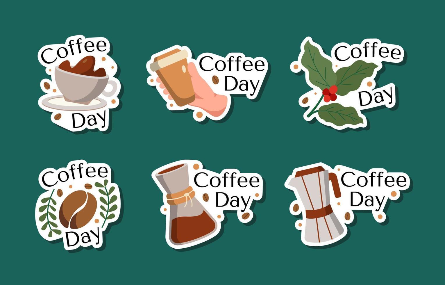 International Coffee Day Sticker Collection vector