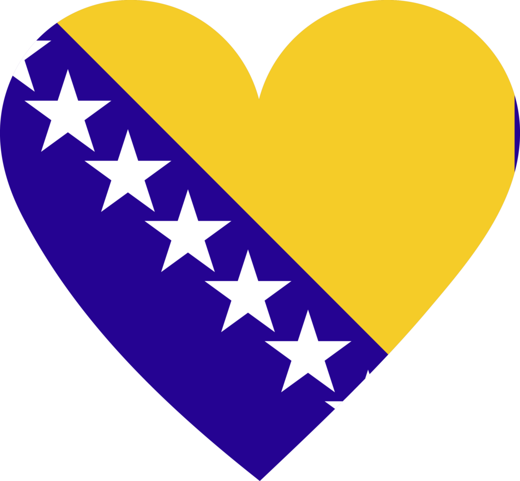 Bosnia and Herzegovina flag in the shape of a heart. png