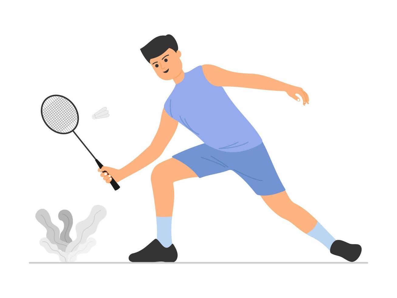 Man playing badminton flat illustration vector