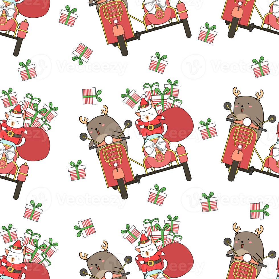 Christmas animal cartoon pattern png