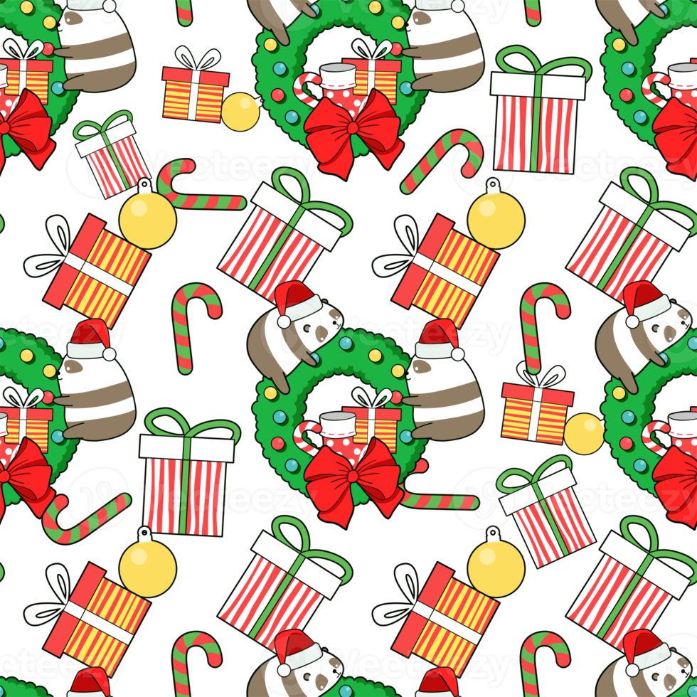 Christmas animal cartoon pattern png