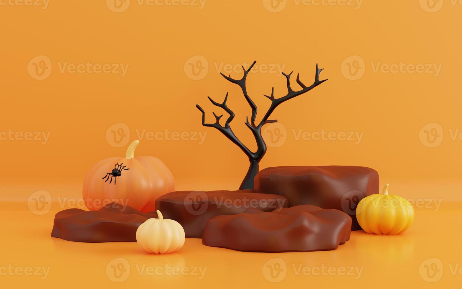 3d illustration of halloween with podium display product photo