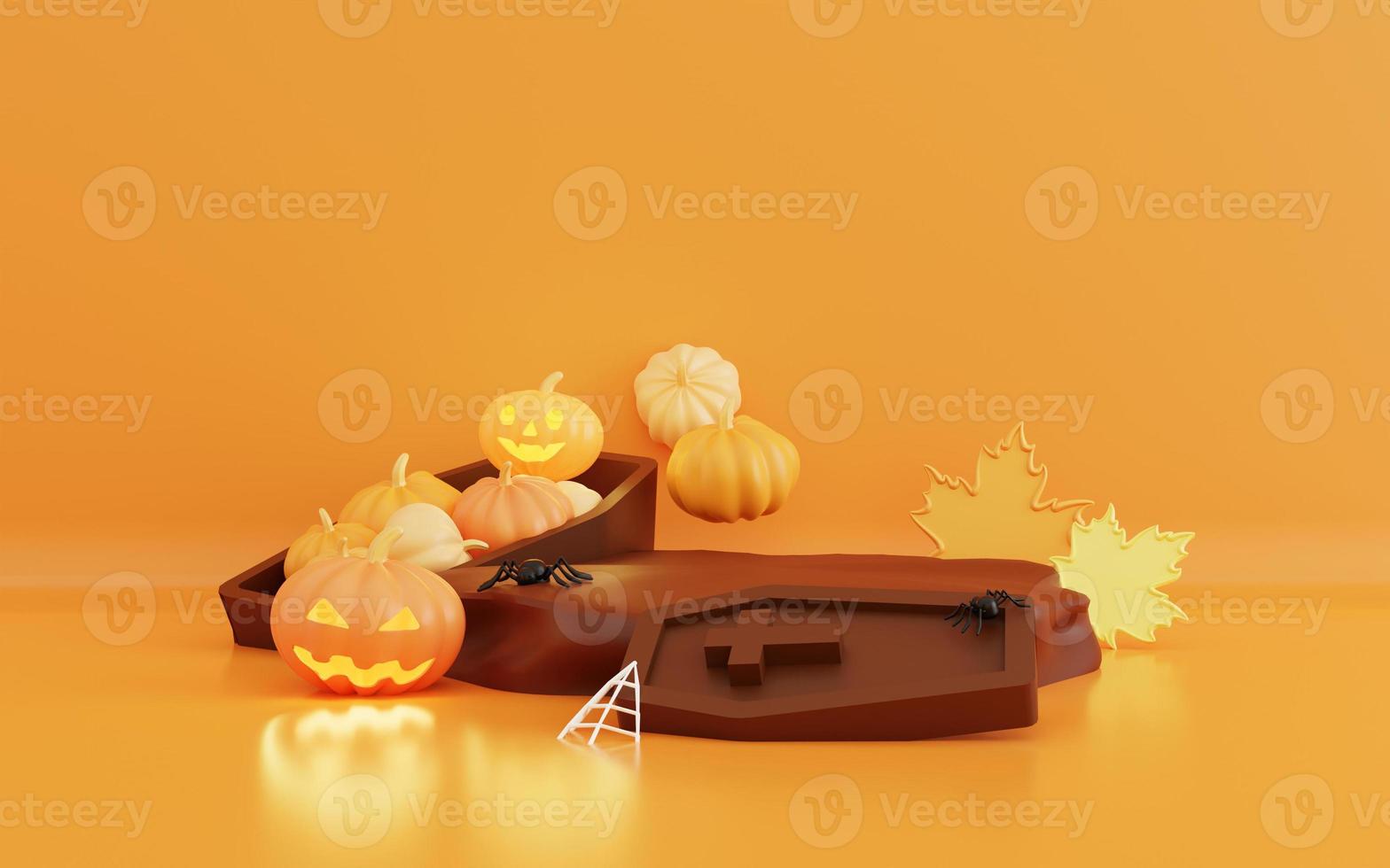 3d illustration of halloween with podium display product photo