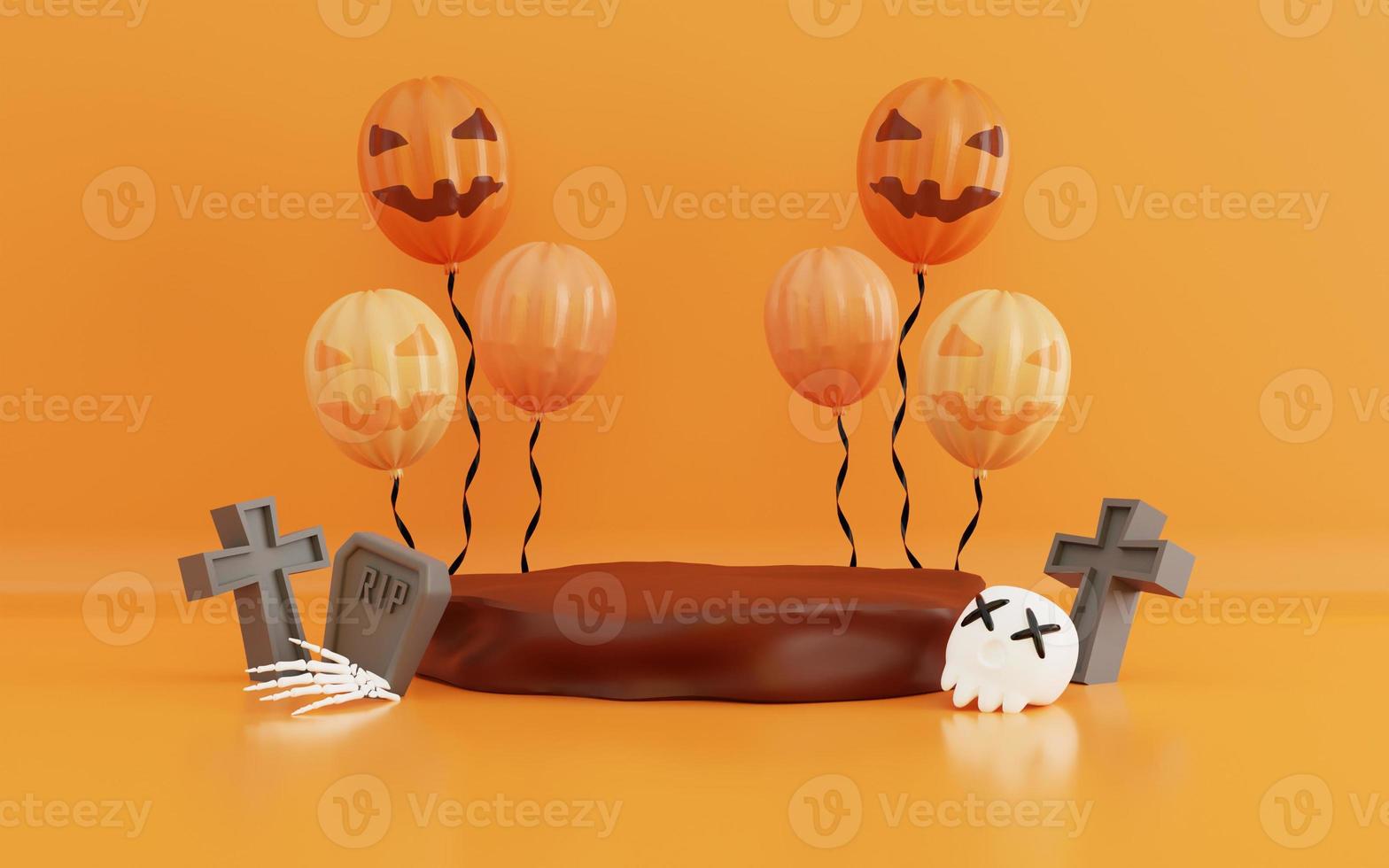 3d illustration of halloween with podium display product photo