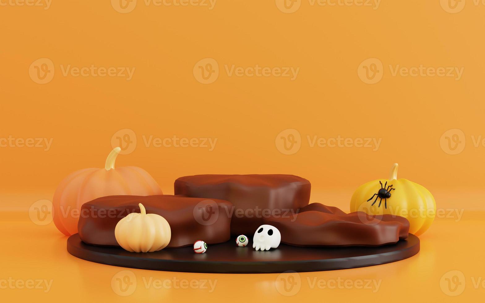 3d illustration of halloween with podium display product photo