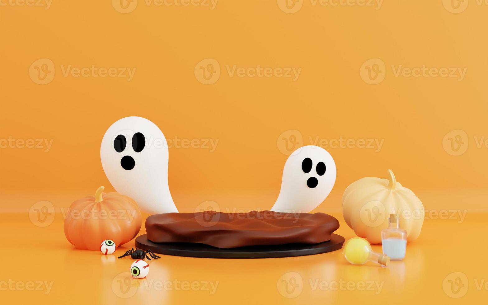 3d illustration of halloween with podium display product photo