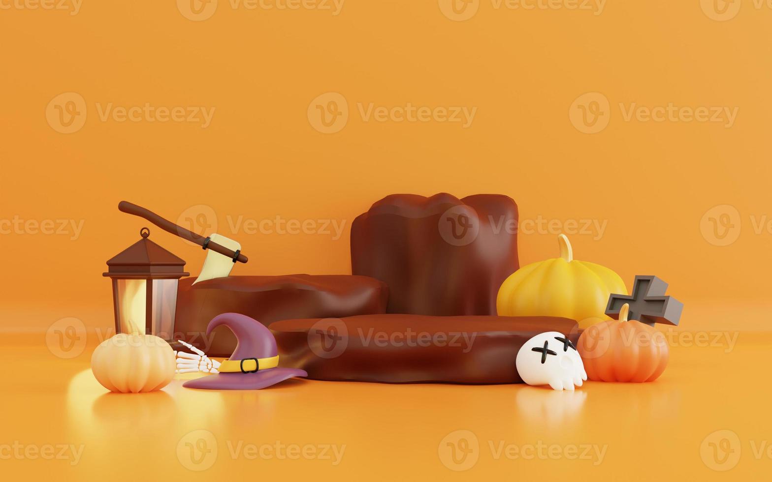 3d illustration of halloween with podium display product photo