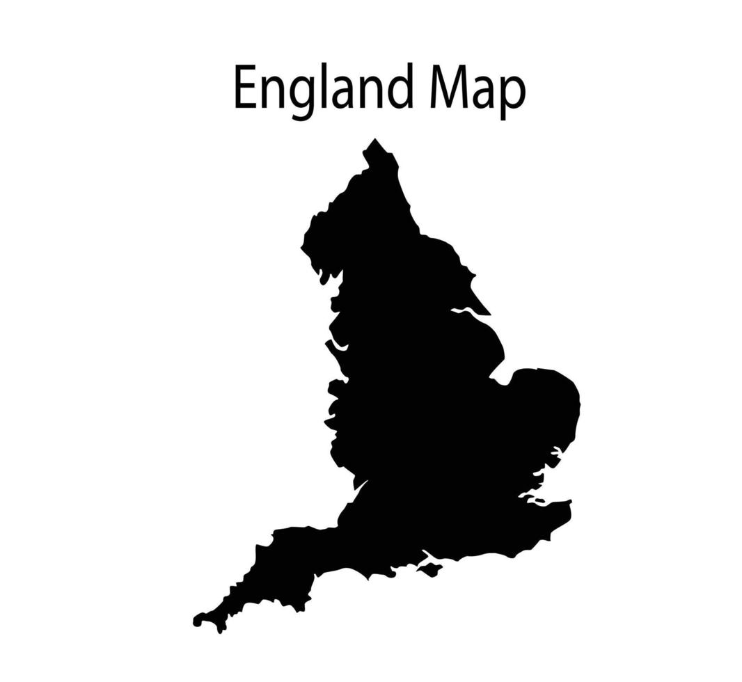 Ilustración de vector de silueta de mapa de Inglaterra en fondo blanco