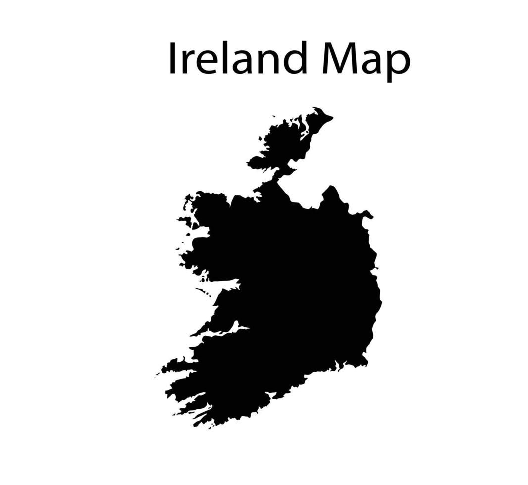 Ilustración de vector de silueta de mapa de Irlanda en fondo blanco