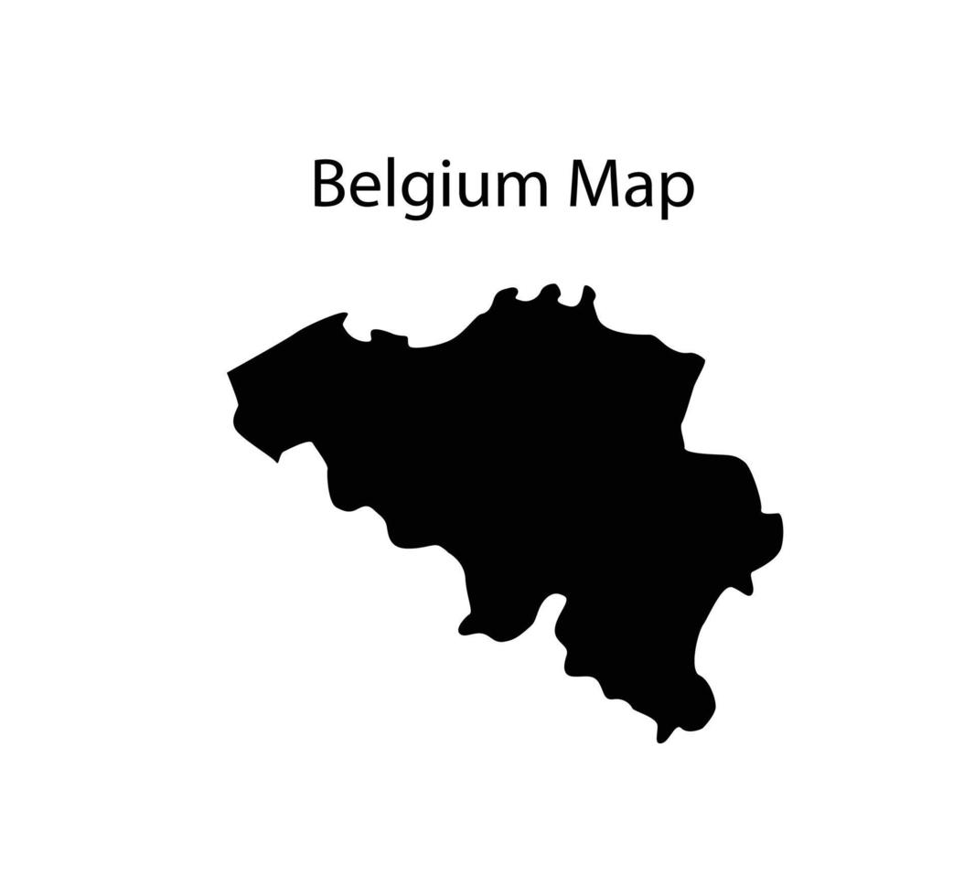 Ilustración de vector de silueta de mapa de bélgica en fondo blanco