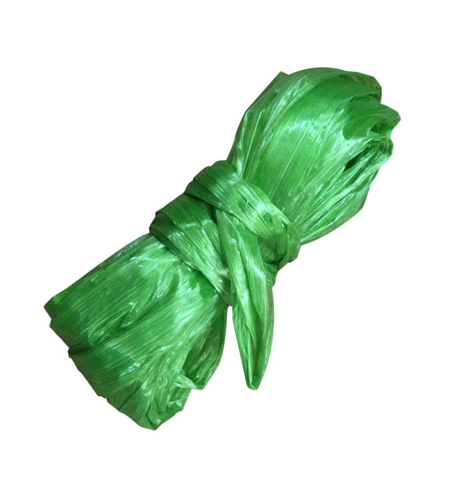 verde rotolo di rafia o plastica corda isolato su un' bianca sfondo. Questo rafia corda è utile per legare. png