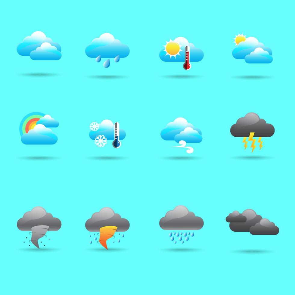 conjunto de iconos de clima de nubes vector