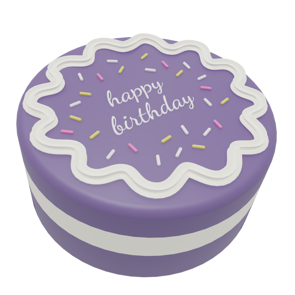 Purple Birthday Cake 3D Icon Illustration png