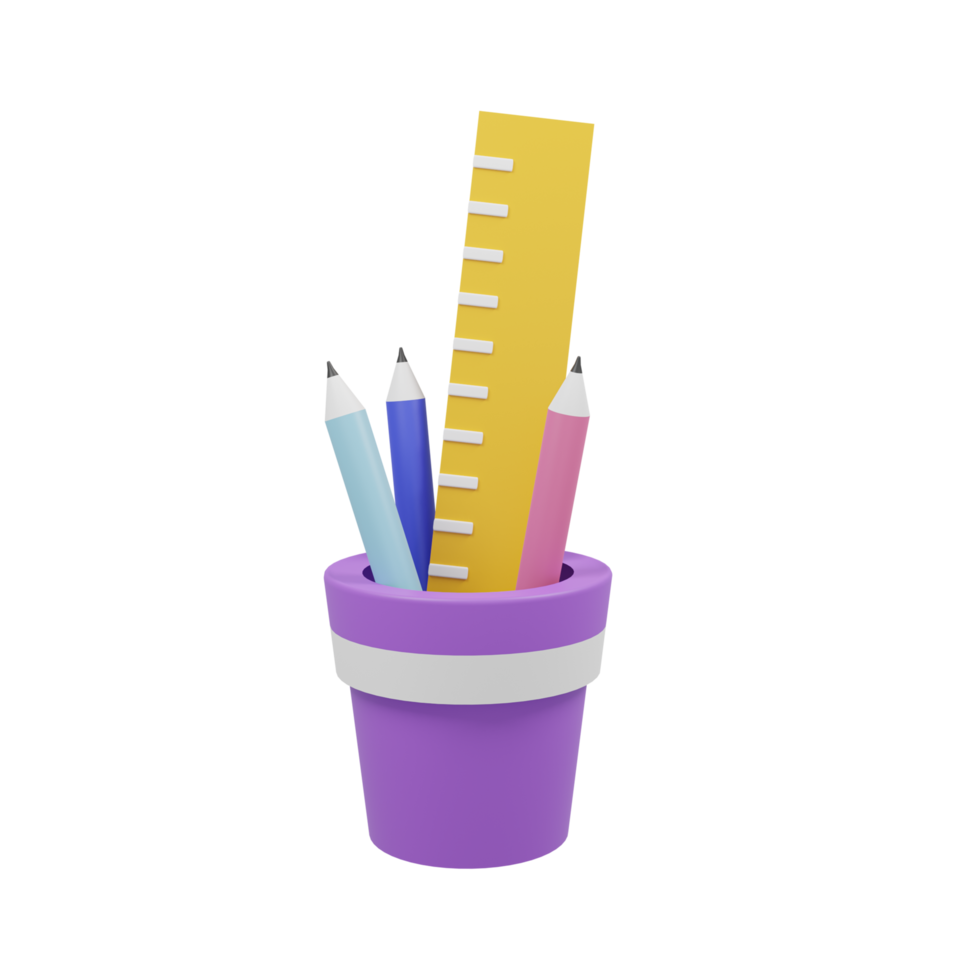 ilustração de ícone 3d de papelaria escolar png