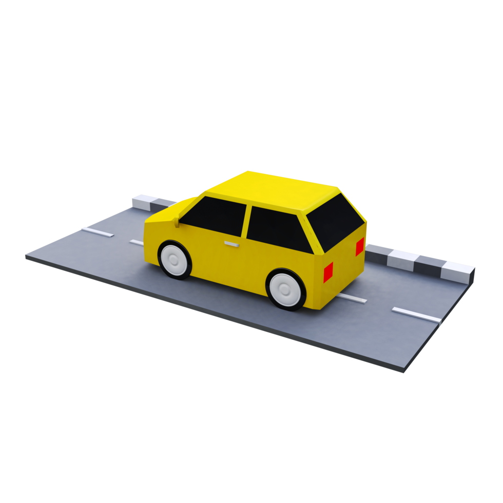 3D Car With Yellow Color png