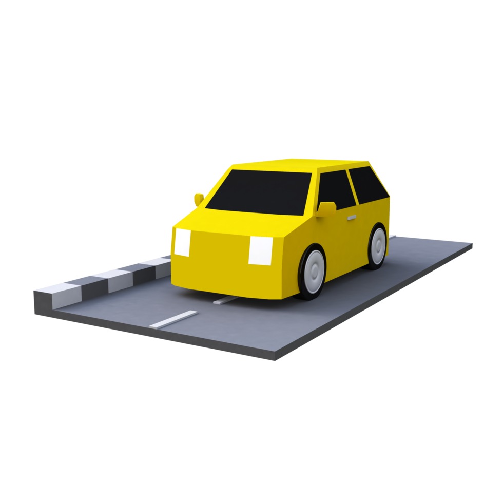 3D Car With Yellow Color png
