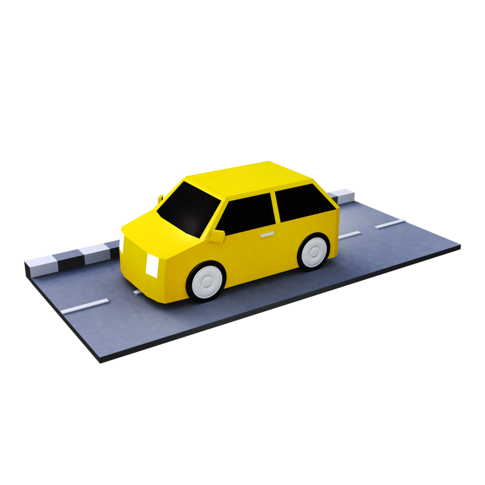 coche 3d con color amarillo png