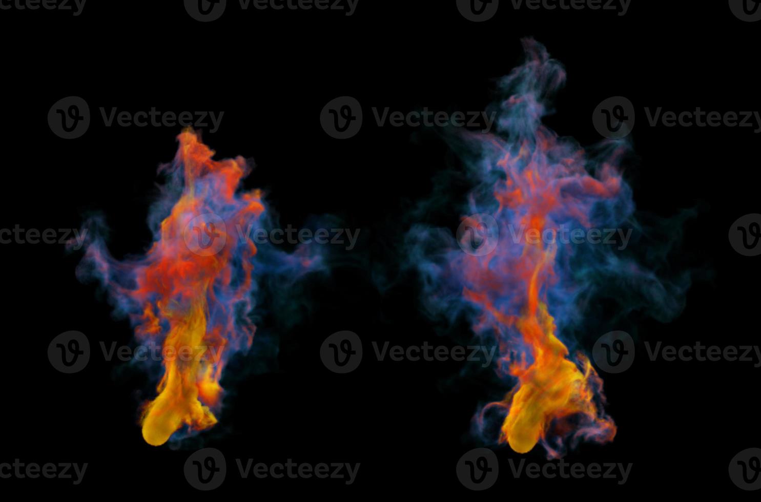Colorful Smoke Design on Black Background. Close-up. 3d illustration. photo