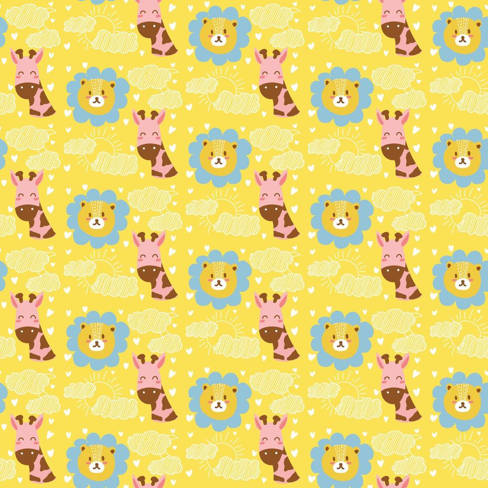 A cute collection that focuses on combining the cuteness of animals. Patterns suitable for childrens products. Seamless pattern for decoration. vector