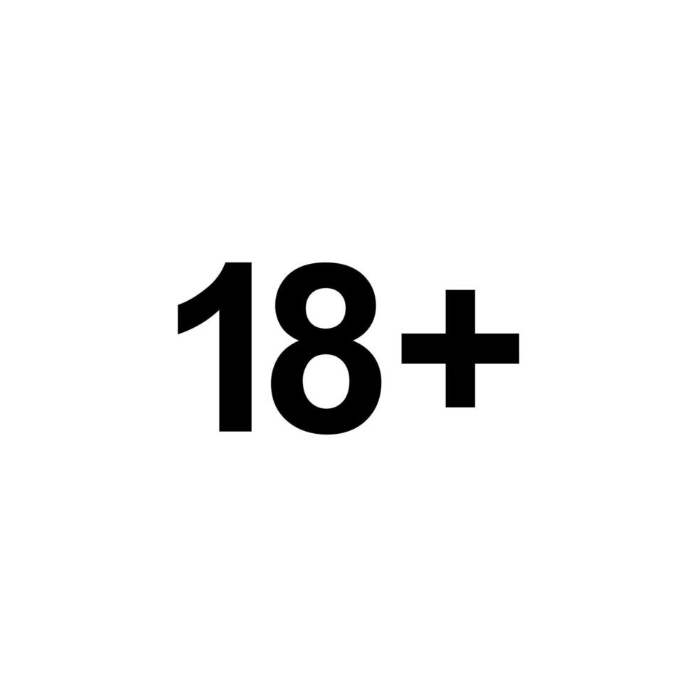 símbolo de icono para dieciocho más, más de 18 años y veintiuno más, más de 21 años. ilustración vectorial vector
