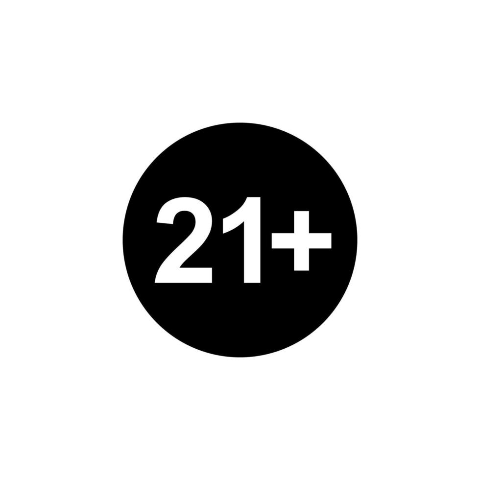 Icon Symbol for Eighteen Plus, 18 plus Age and Twenty One Plus , 21 plus Age. Vector Illustration