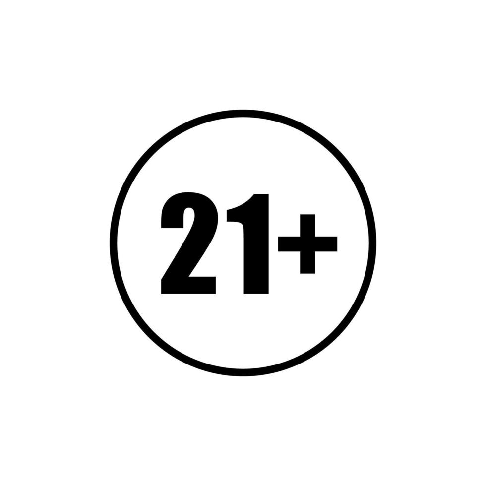 Icon Symbol for Eighteen Plus, 18 plus Age and Twenty One Plus , 21 plus Age. Vector Illustration