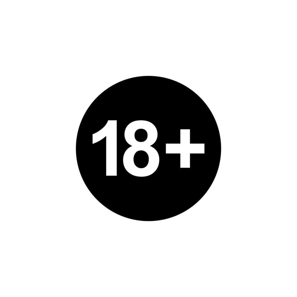 Icon Symbol for Eighteen Plus, 18 plus Age and Twenty One Plus , 21 plus Age. Vector Illustration