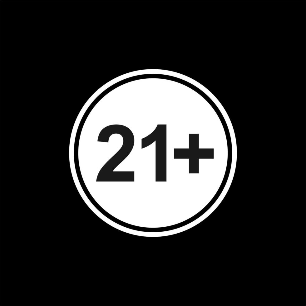 Icon Symbol for Eighteen Plus Age and Twenty One Plus Age. Vector Illustration
