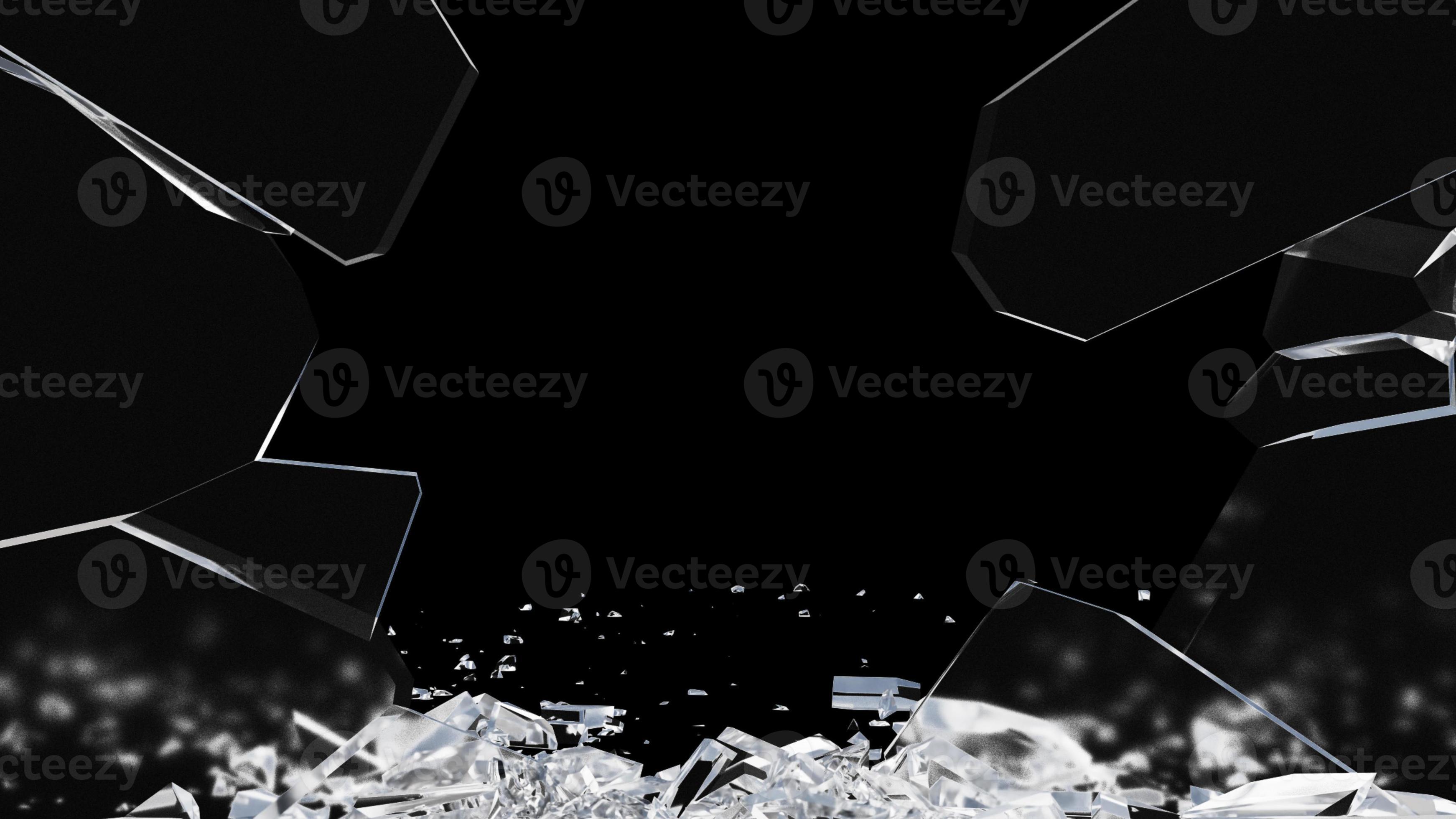 Glass Cracked and Debris. Macro Camera. 3D rendering. 11572733 Stock