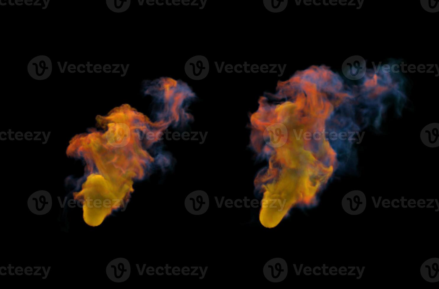 Colorful Smoke Design on Black Background. Close-up. 3d illustration. photo