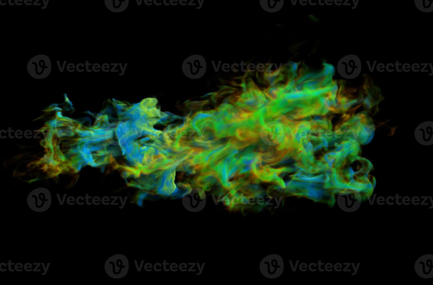 Colorful Smoke Design on Black Background. Close-up. 3d illustration. photo