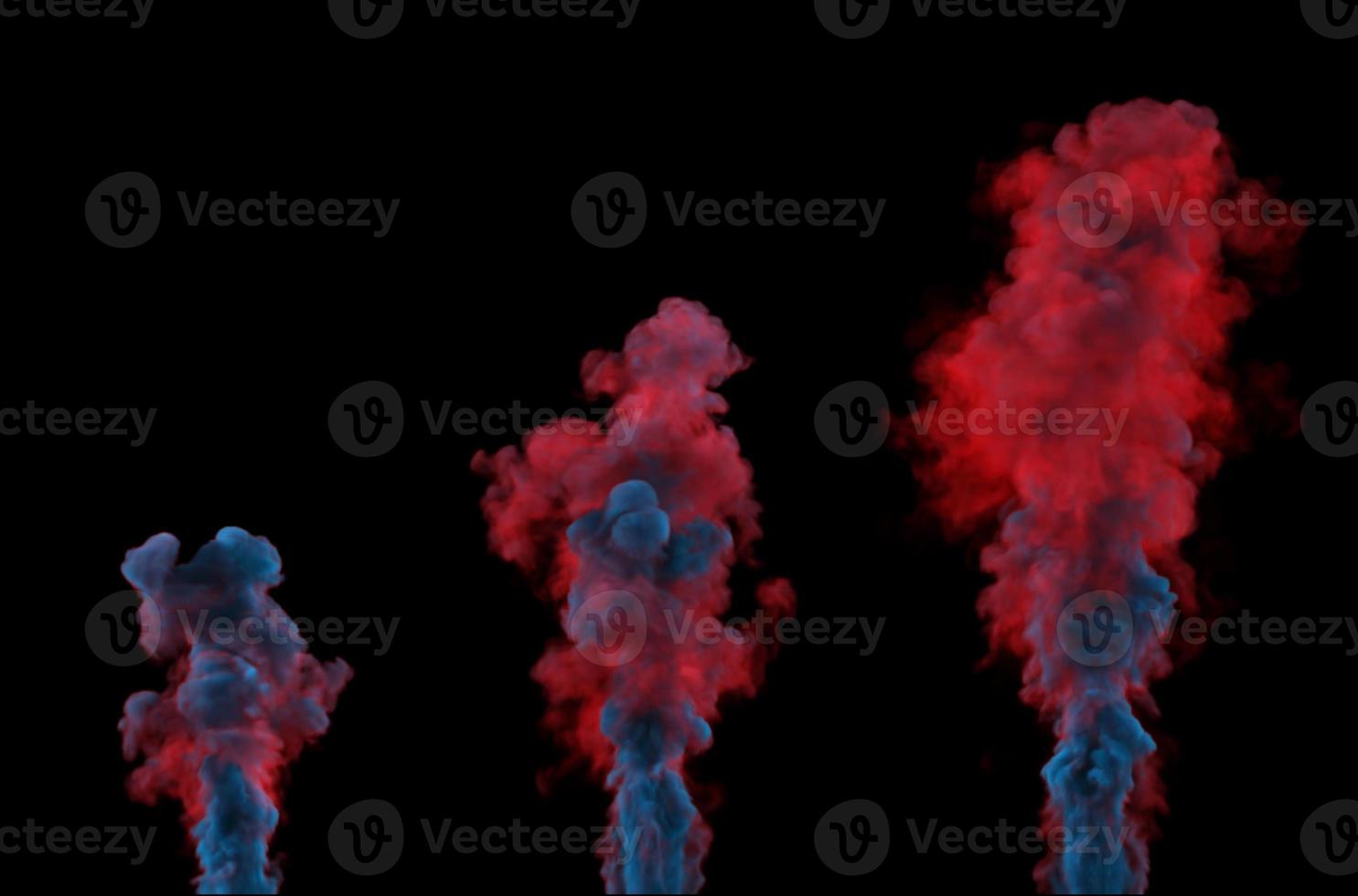 Colorful Smoke Design on Black Background. Close-up. 3d illustration. photo