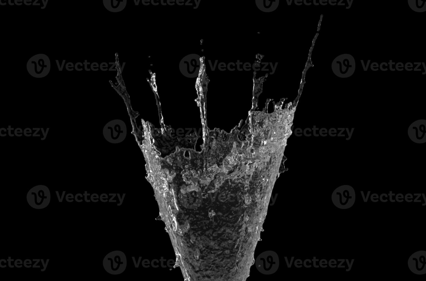 Water Splash with Droplets on Black Background. 3d illustration. photo