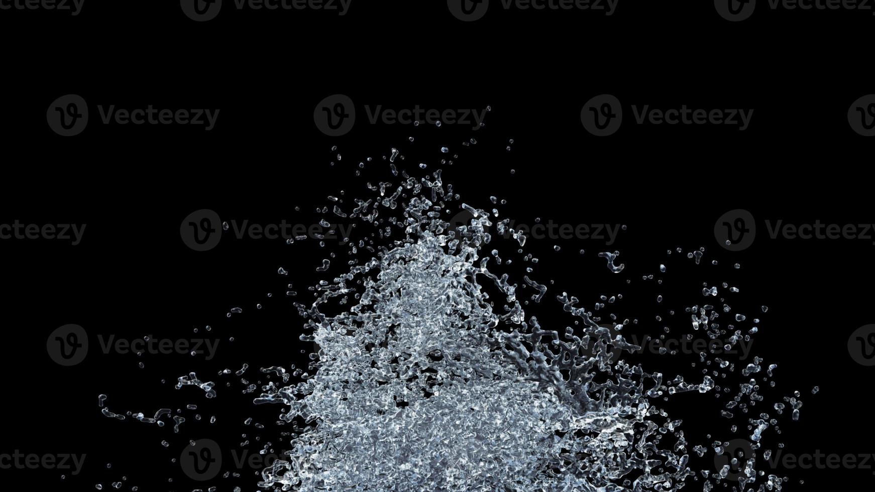 Water Splash with Droplets on Black Background. 3d illustration. photo