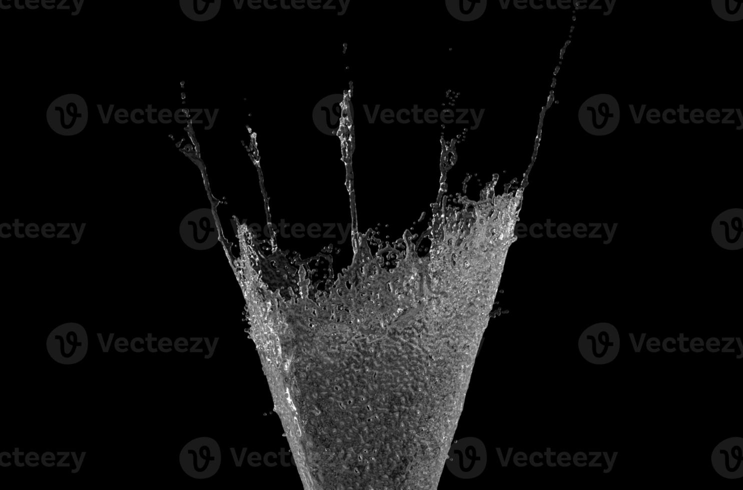 Water Splash with Droplets on Black Background. 3d illustration. photo