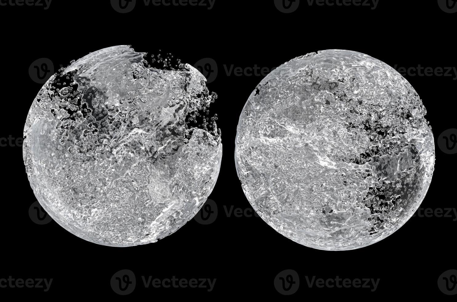 Water Splash with Droplets on Black Background. 3d illustration. photo
